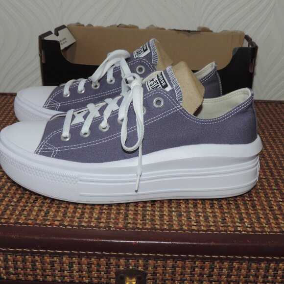 CONVERSE sz 10.5 Chuck Taylor All Star Move Low Cut Smoky Lavender Blue Denim - Picture 5 of 9